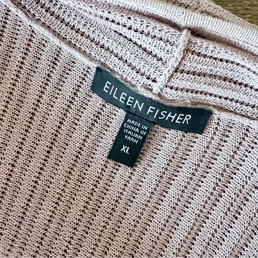Eileen Fisher Ribbed Accordion Pleat Cardigan Open Front Blush Pink XL - Picture 5 of 7